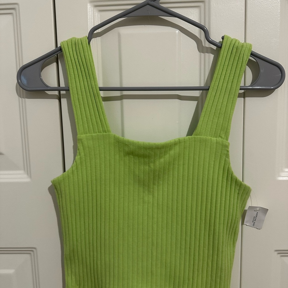 Green Ribbed Women's Top